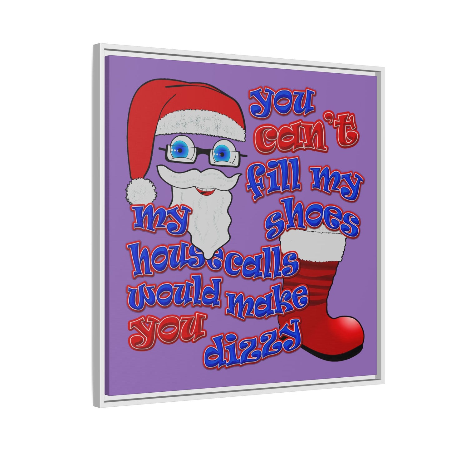 santa's shoes - framed canvas art (light purple)