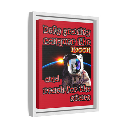 defy conquer reach - framed canvas art (dark red)