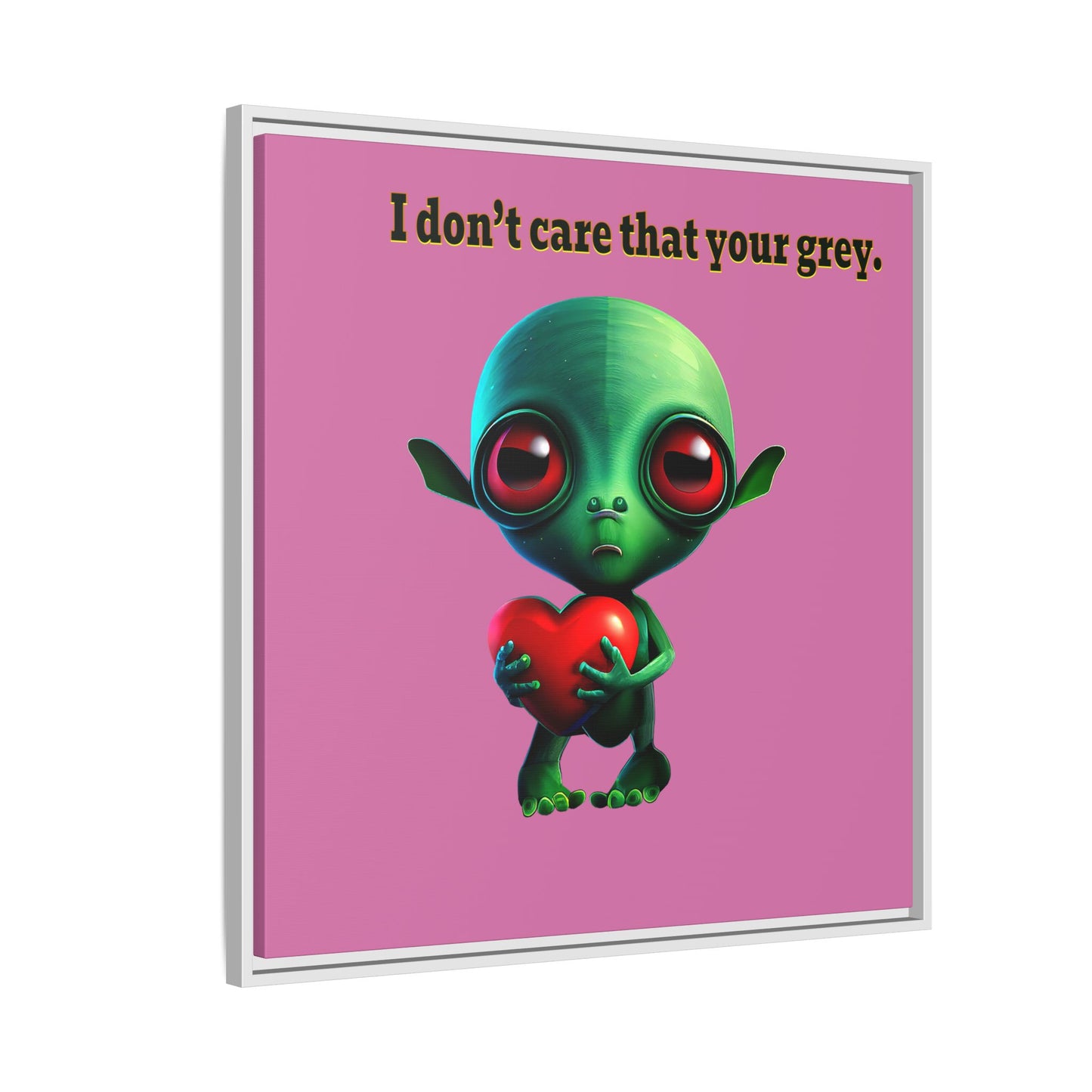 I don't care that your grey - framed canvas art (light pink)