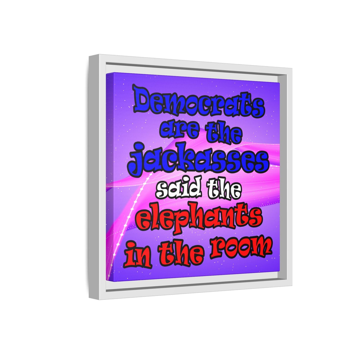 donkeys and elephants - framed canvas art (purple-pink wave)