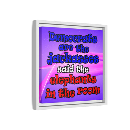 donkeys and elephants - framed canvas art (purple-pink wave)