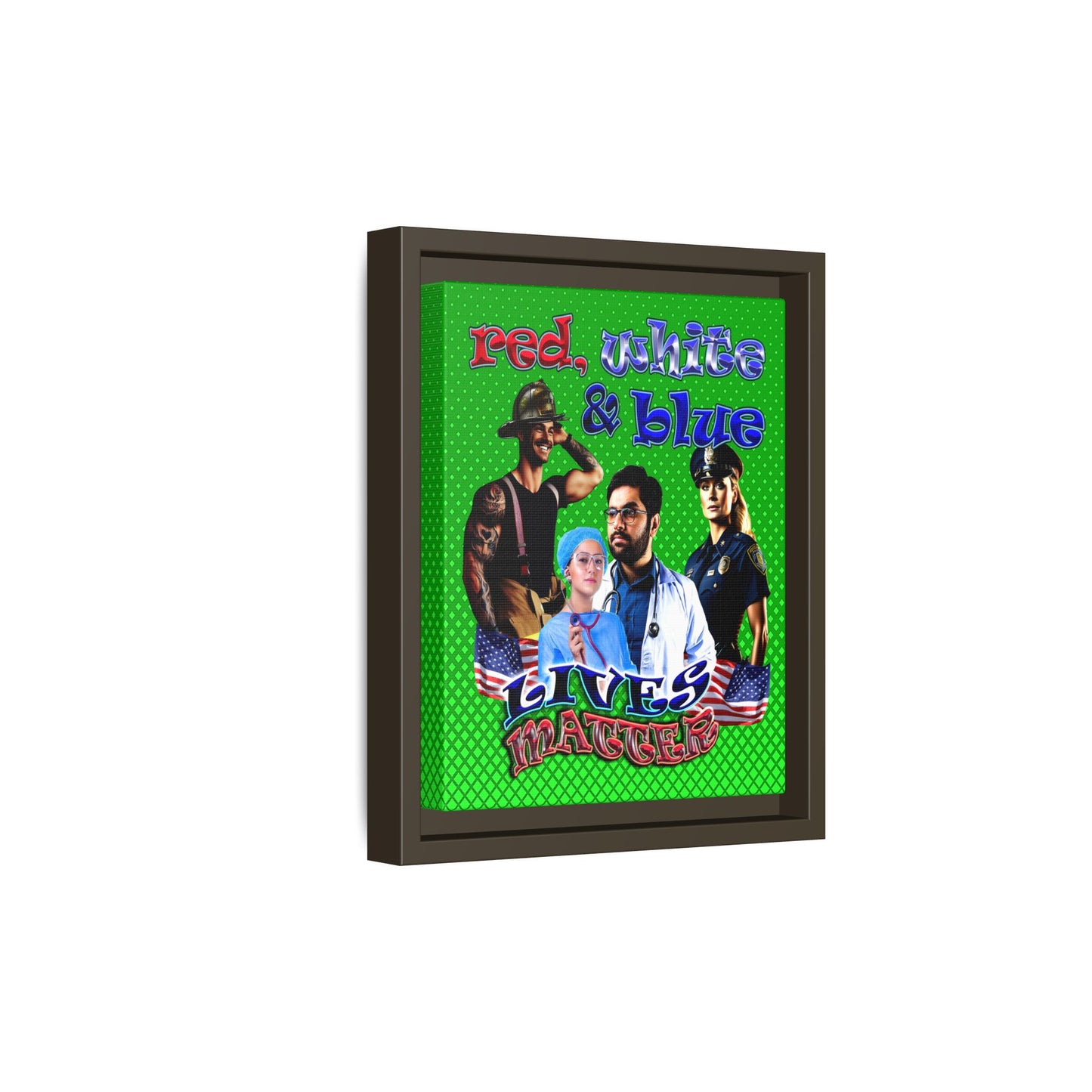rw&b lives matter - framed canvas art (logo green)