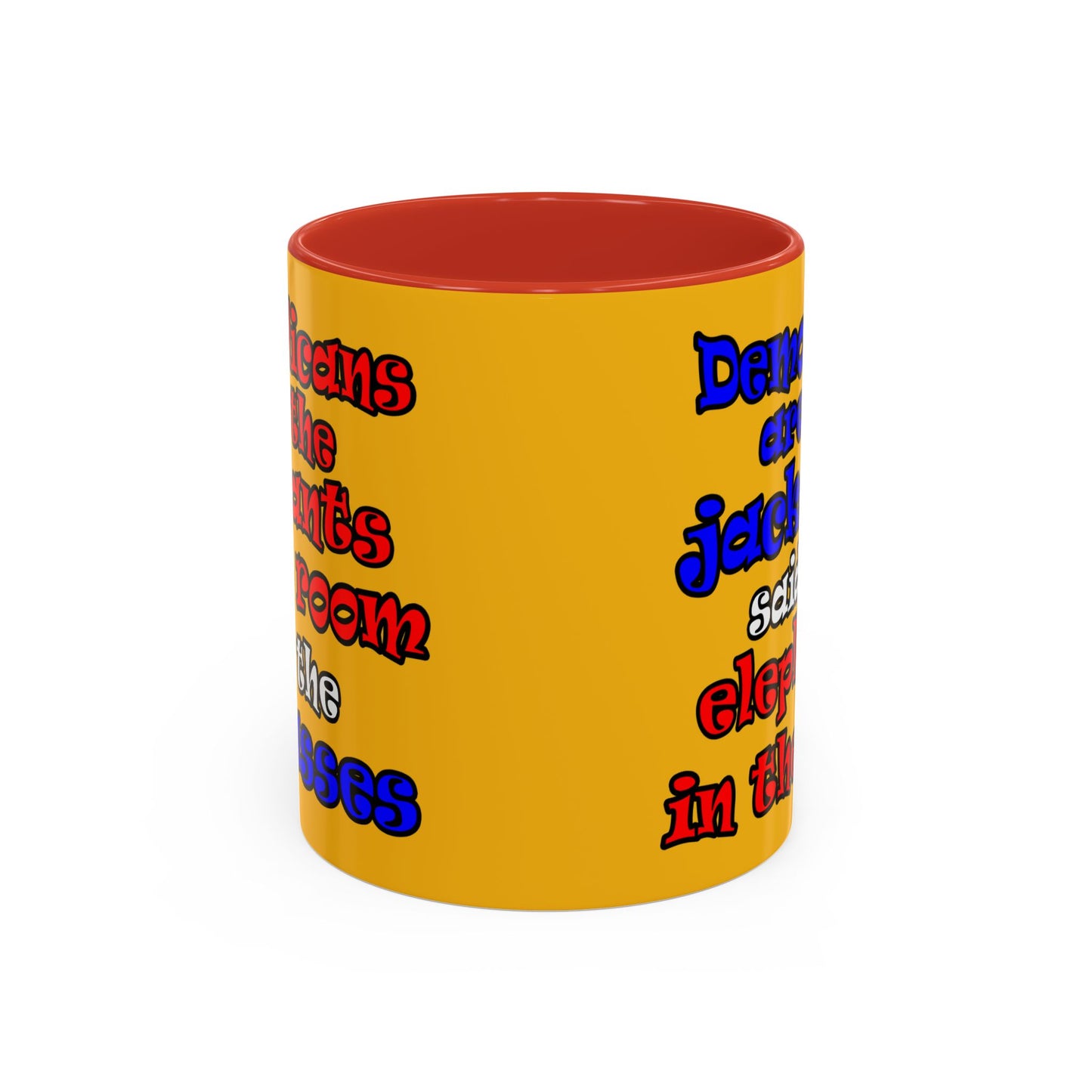 donkeys and elephants - Accent Mug (yellow)