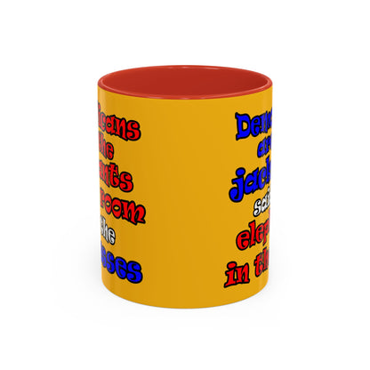 donkeys and elephants - Accent Mug (yellow)