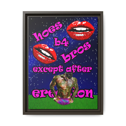 hoes b4 bros - framed canvas art ('snoops' background)