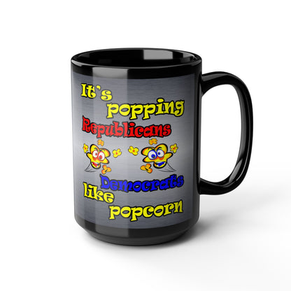 popping like popcorn - Black Mug (brushed nickel)