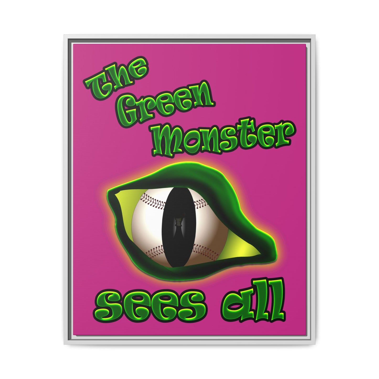 green monster - framed canvas art (pink)