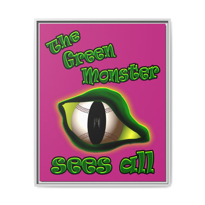 green monster - framed canvas art (pink)