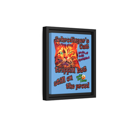 schrodinger's cat - framed canvas art (light blue)