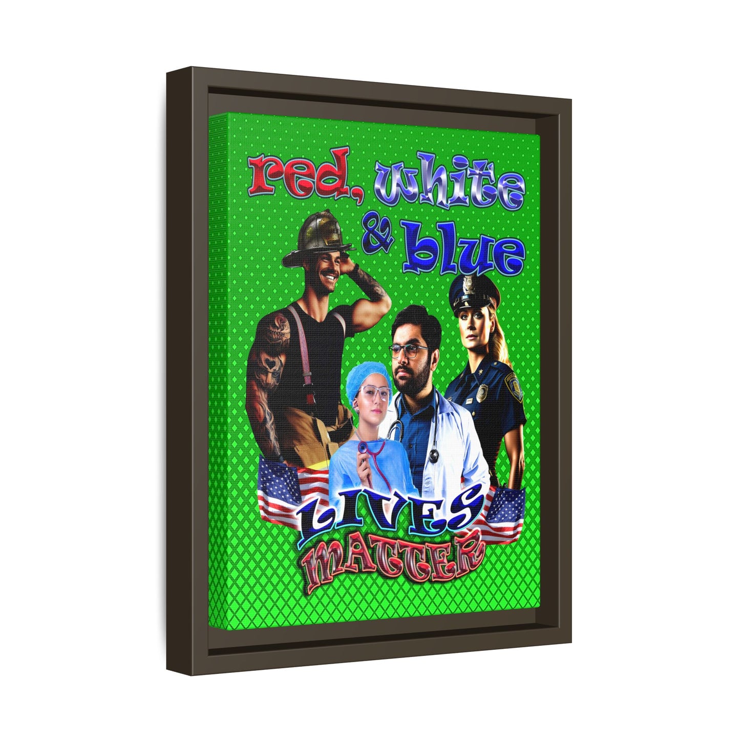 rw&b lives matter - framed canvas art (logo green)