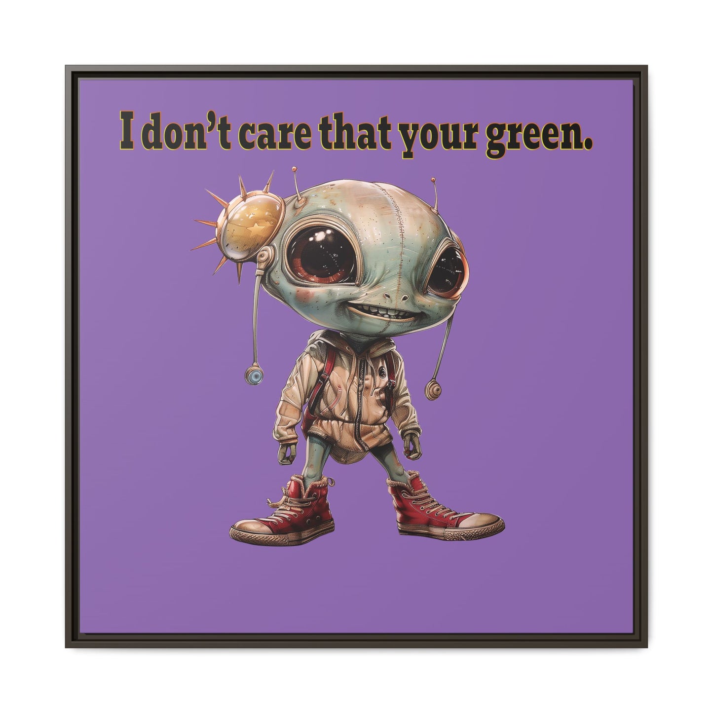 I don't care that your green - framed canvas art (light purple)