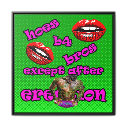 hoes b4 bros - framed canvas art (logo green)
