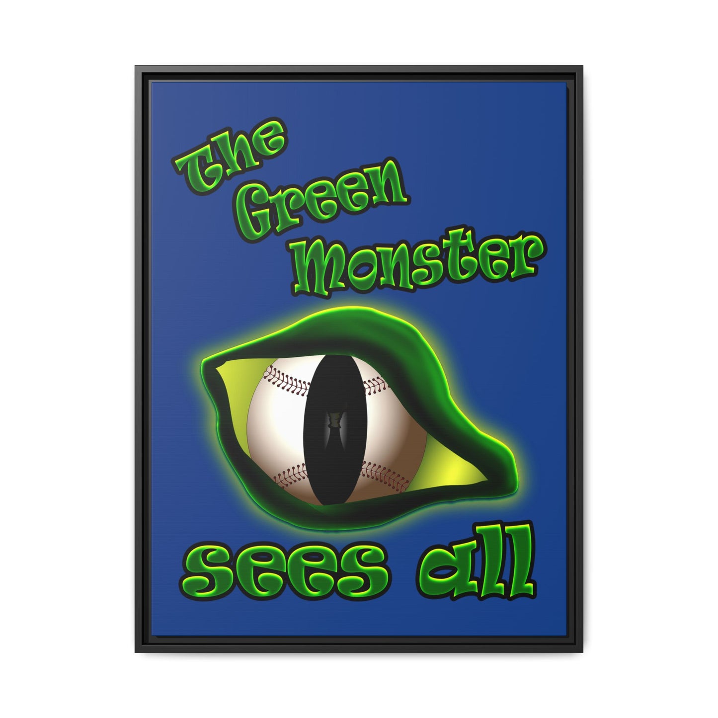 green monster - framed canvas art (dark blue)