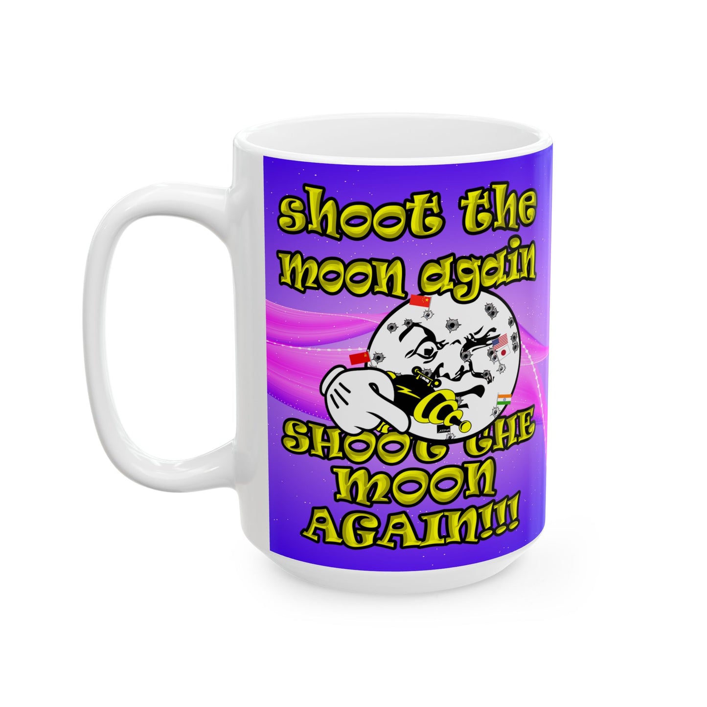 shoot the moon again - White Mug (purple-pink wave)