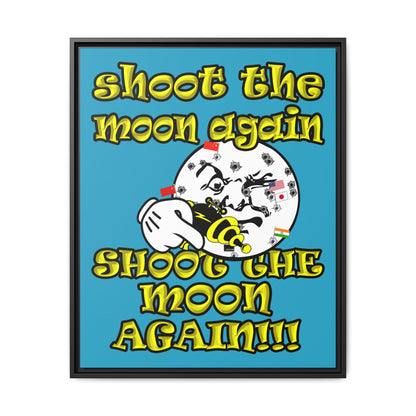 shoot the moon again - framed canvas art (turquoise)