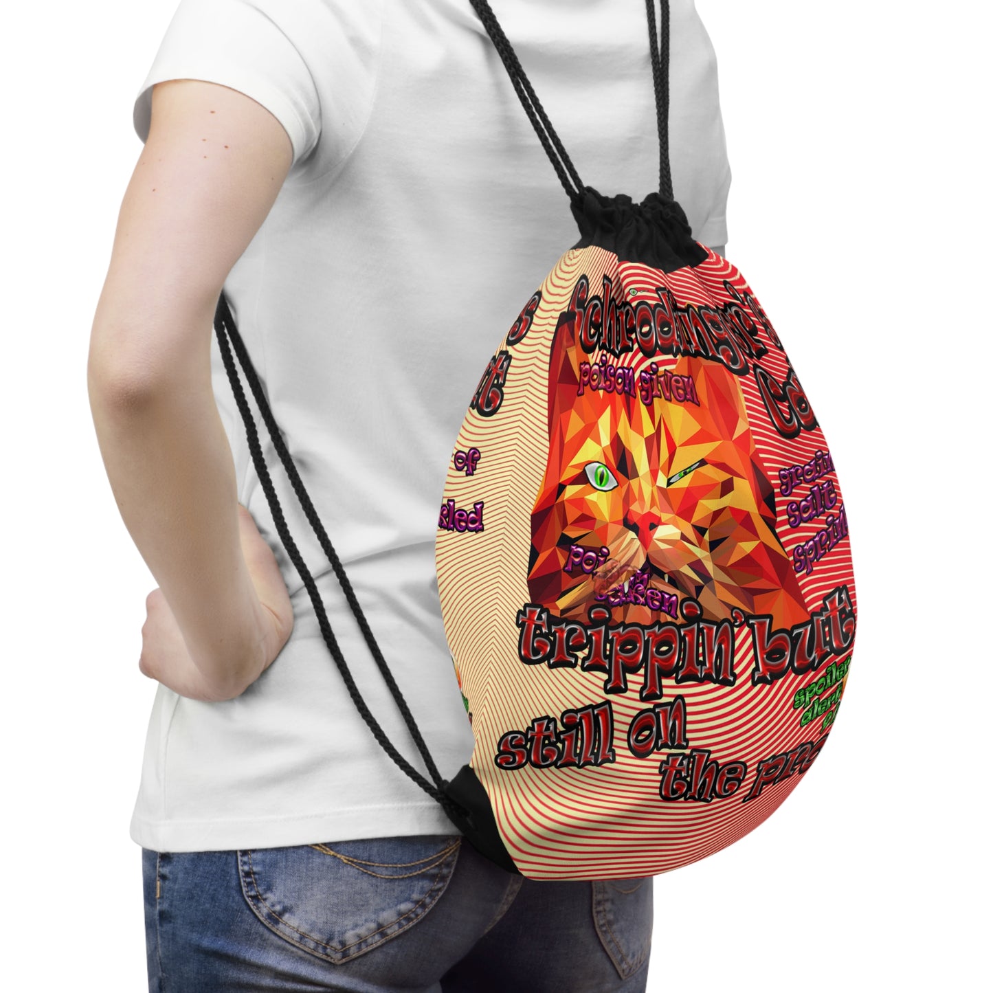 schrodinger's cat - Drawstring Bag (yellow-orange wave)