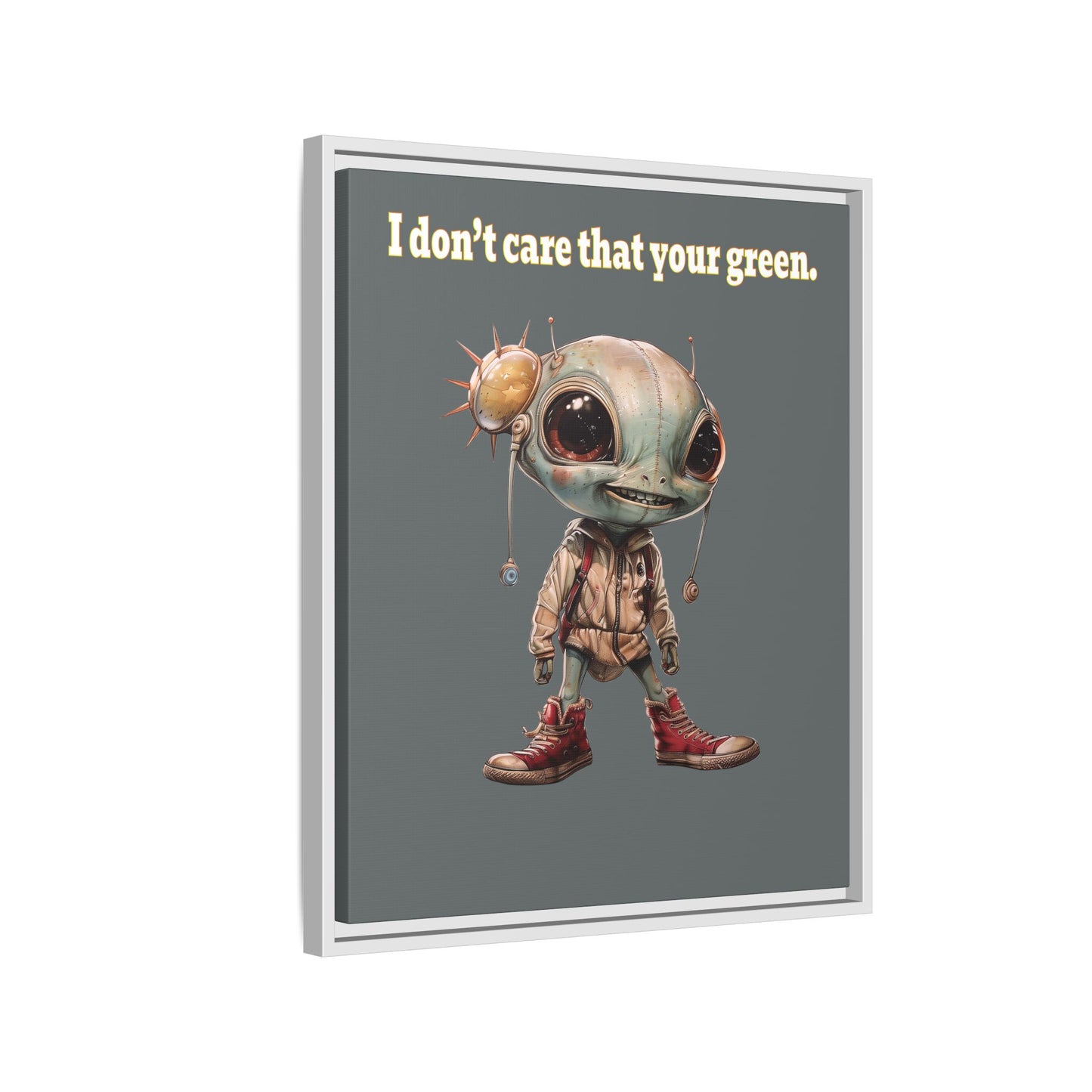 I don't care that your green - framed canvas art (dark grey)