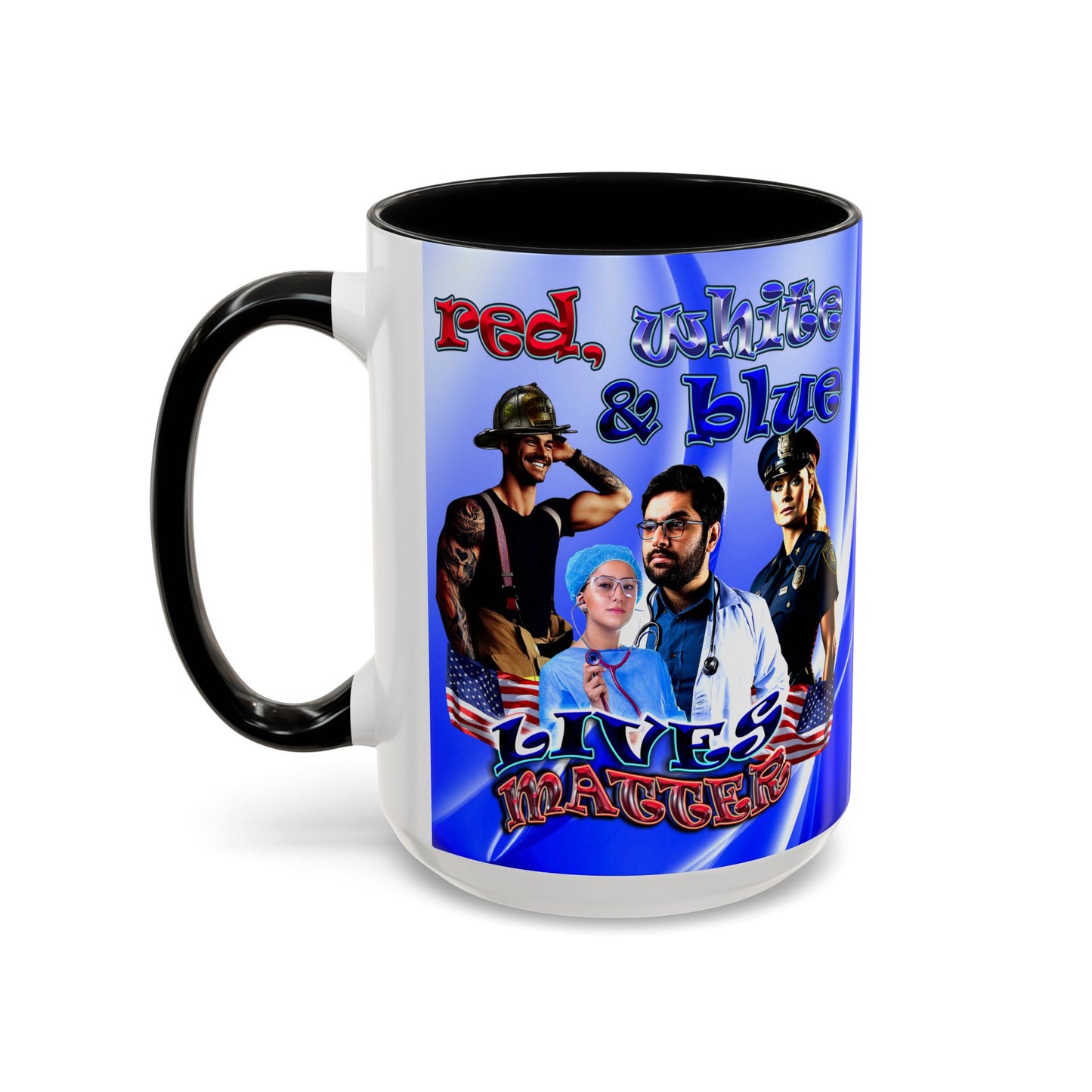 rw&b lives matter - Accent Mug (blue-white wave)