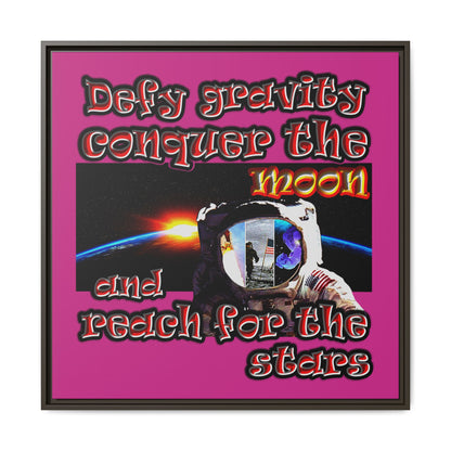 defy conquer reach - framed canvas art (pink)