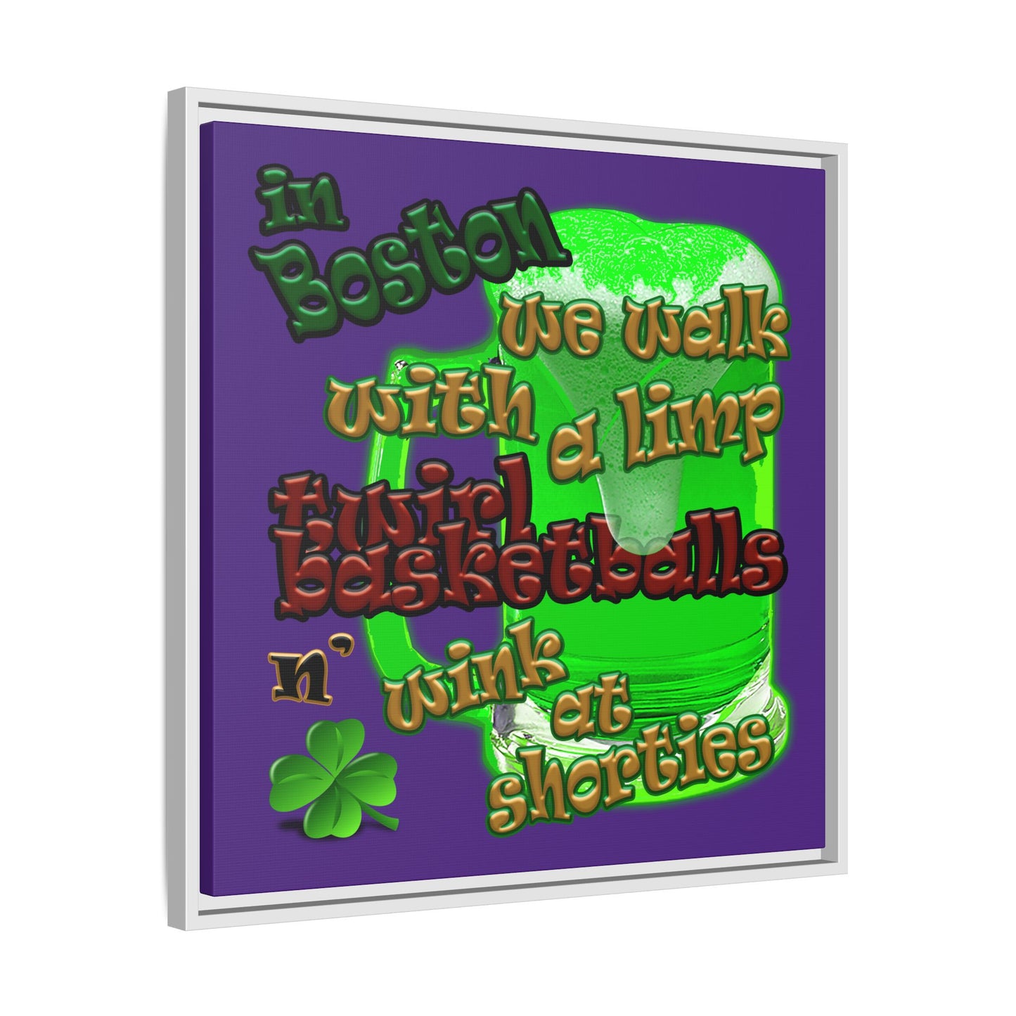 celtics logo - framed canvas art (purple)