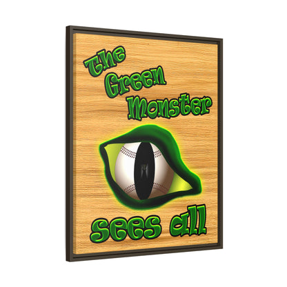 green monster - framed canvas art (butterscotch wood finish)