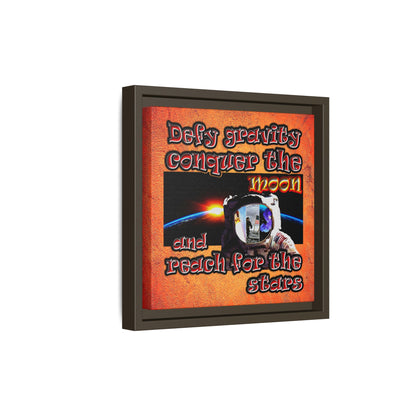 defy conquer reach - framed canvas art (burnt orange)