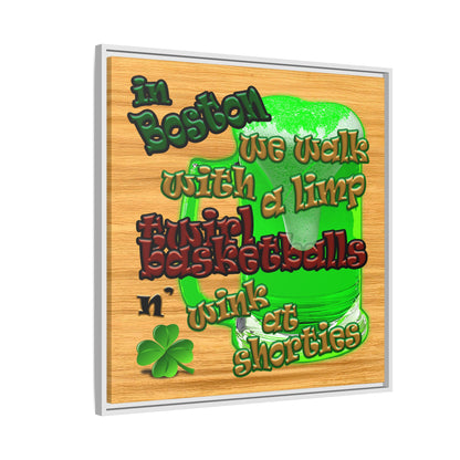 celtics logo - framed canvas art (butterscotch wood finish)