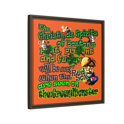 christmas spirits of boston - framed canvas art (orange)