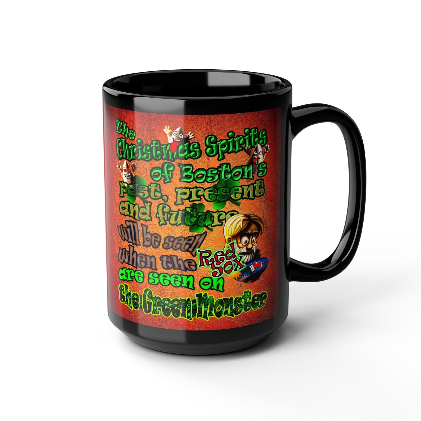 christmas spirits of boston - Black Mug (burnt orange)