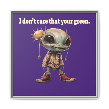 I don't care that your green - framed canvas art (purple)
