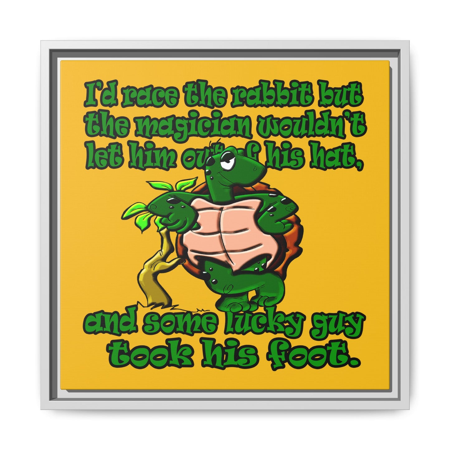 turtle race - framed canvas art (yellow)