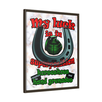my luck - framed canvas art (white marble)