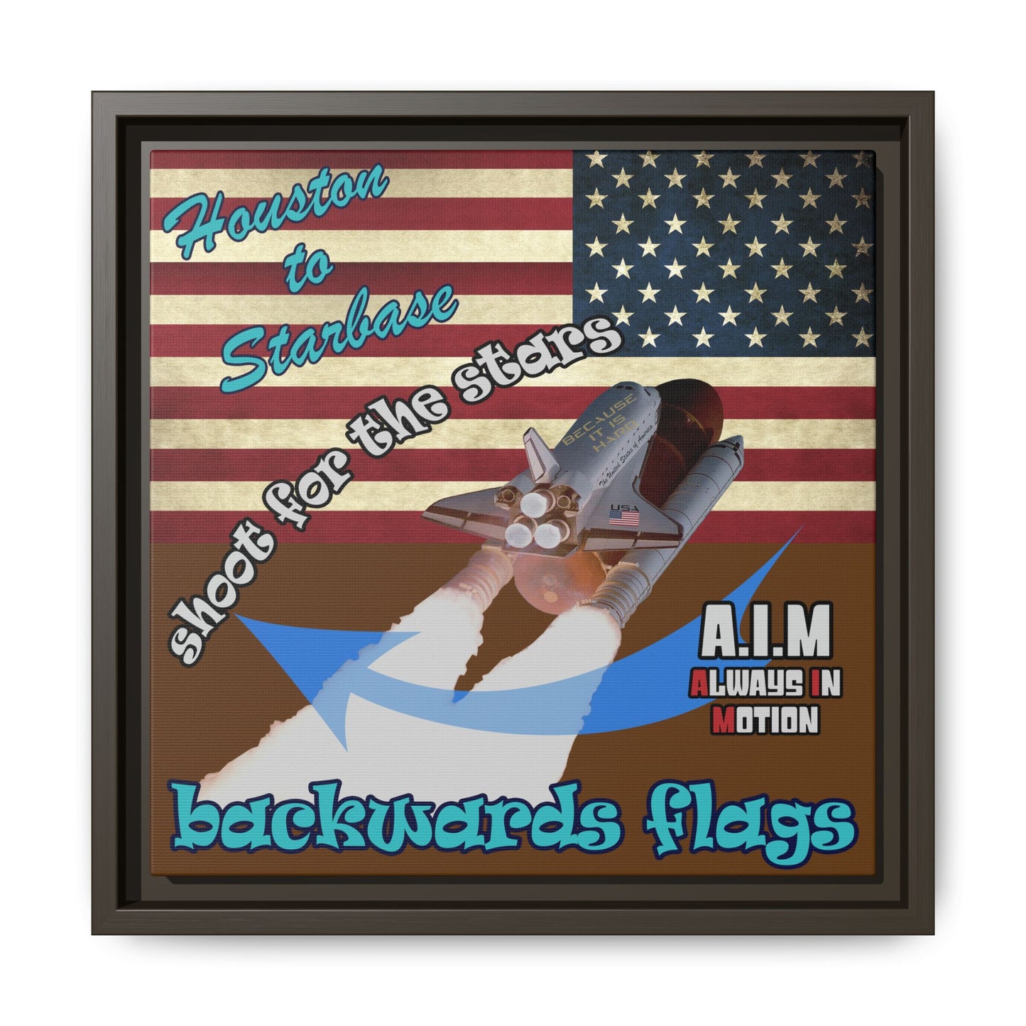 shoot for the stars - framed canvas art (brown)