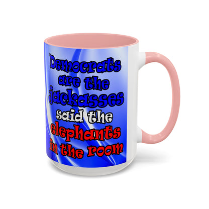 donkeys and elephants - Accent Mug (blue-white wave)