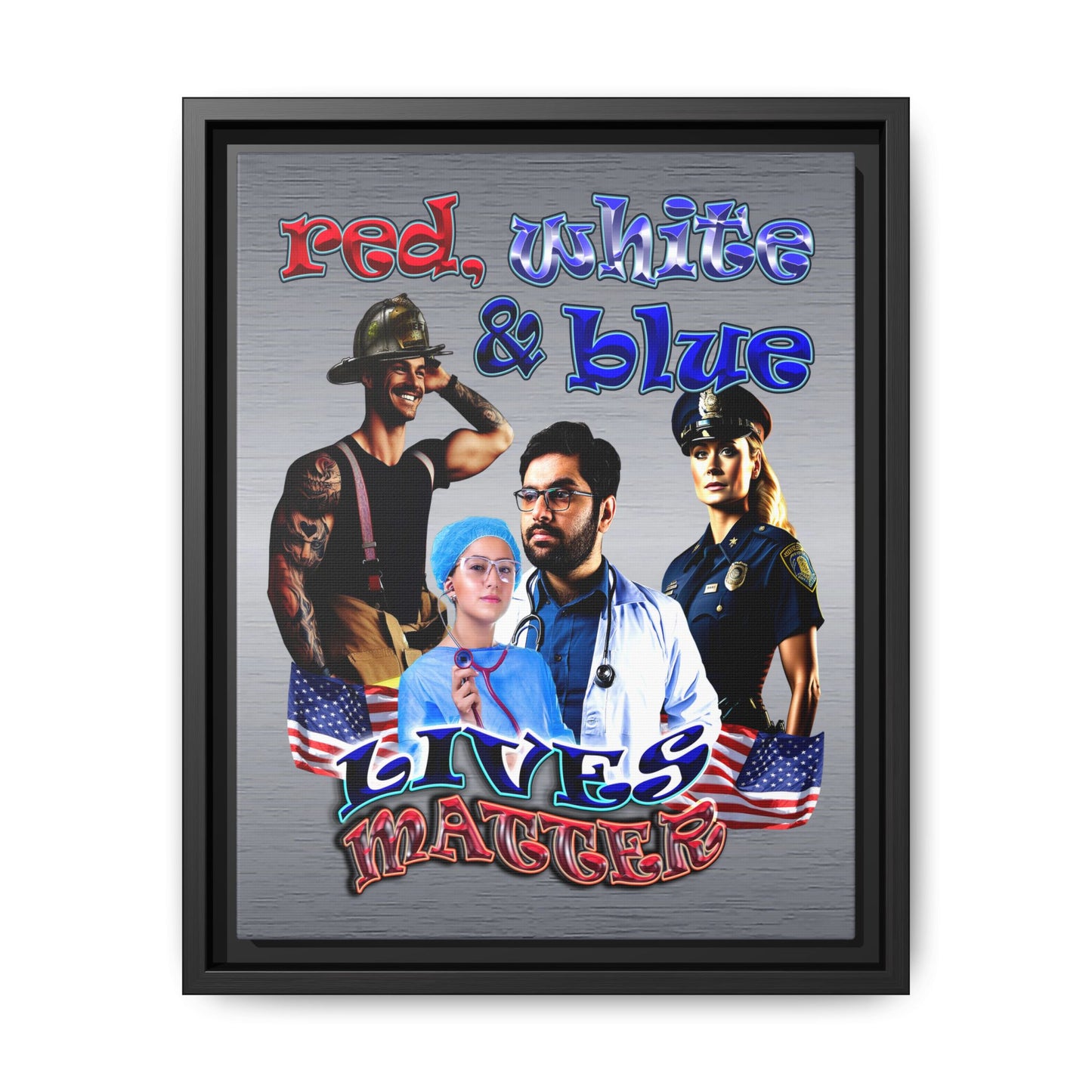 rw&b lives matter - framed canvas art (brushed nickel)