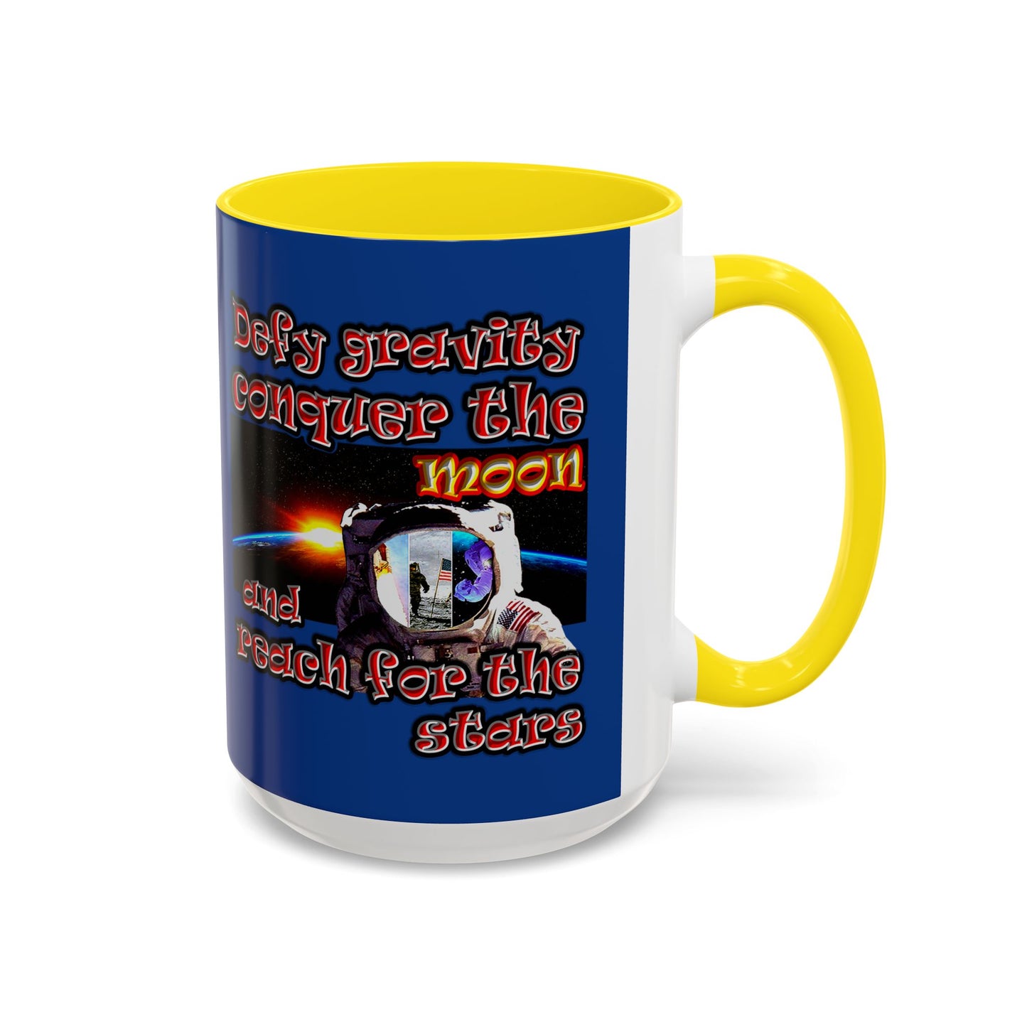 defy conquer reach - Accent Mug (dark blue)