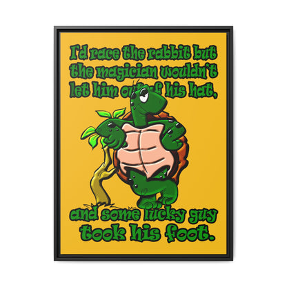 turtle race - framed canvas art (yellow)