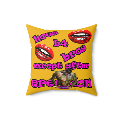 hoes b4 bros - Faux Suede Square Pillow - (yellow)