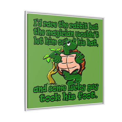 turtle race - framed canvas art (green)