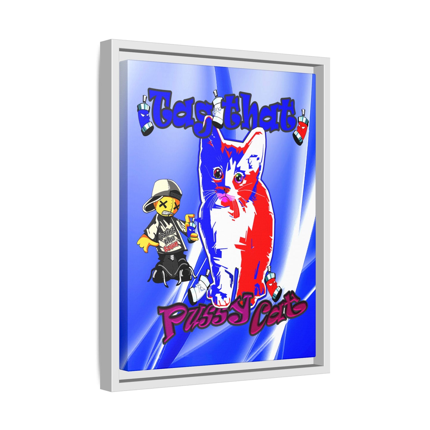 tag that - framed canvas art (blue-white wave)