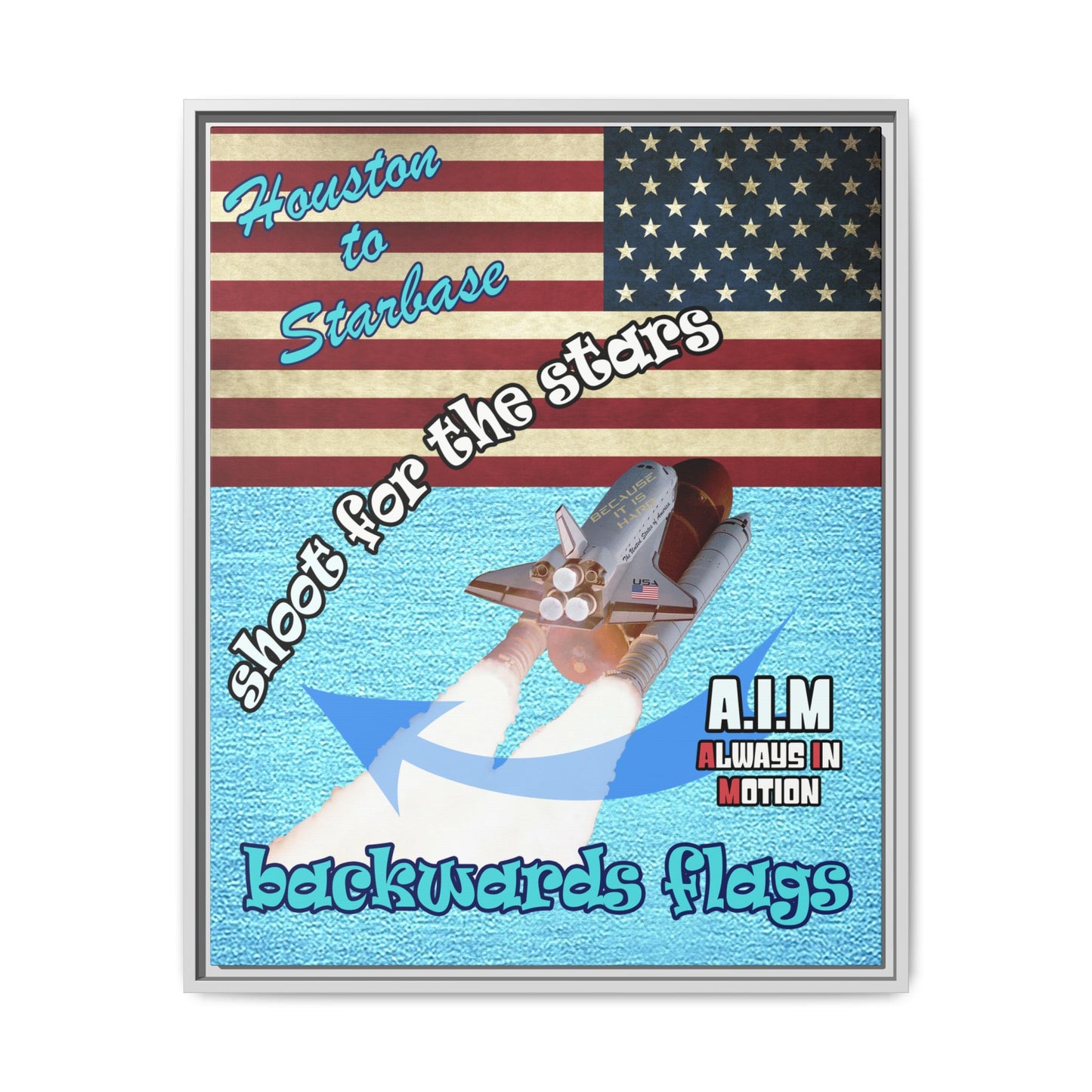 shoot for the stars - framed canvas art (faded blue)