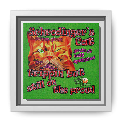 schrodinger's cat - framed canvas art (green turf)