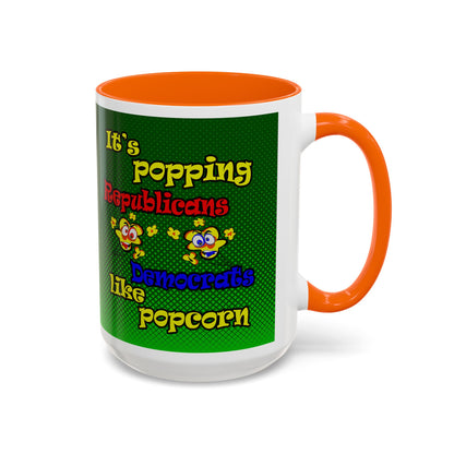 popping like popcorn - Accent Mug (logo green)