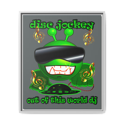 disc jockey - framed canvas art (dark grey)