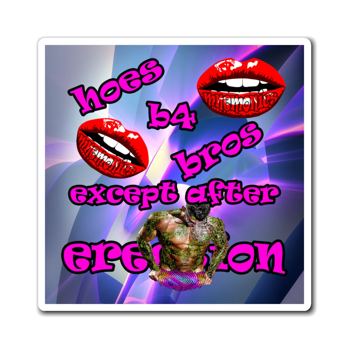 hoes b4 bros - Magnets - (grey-pink wave)