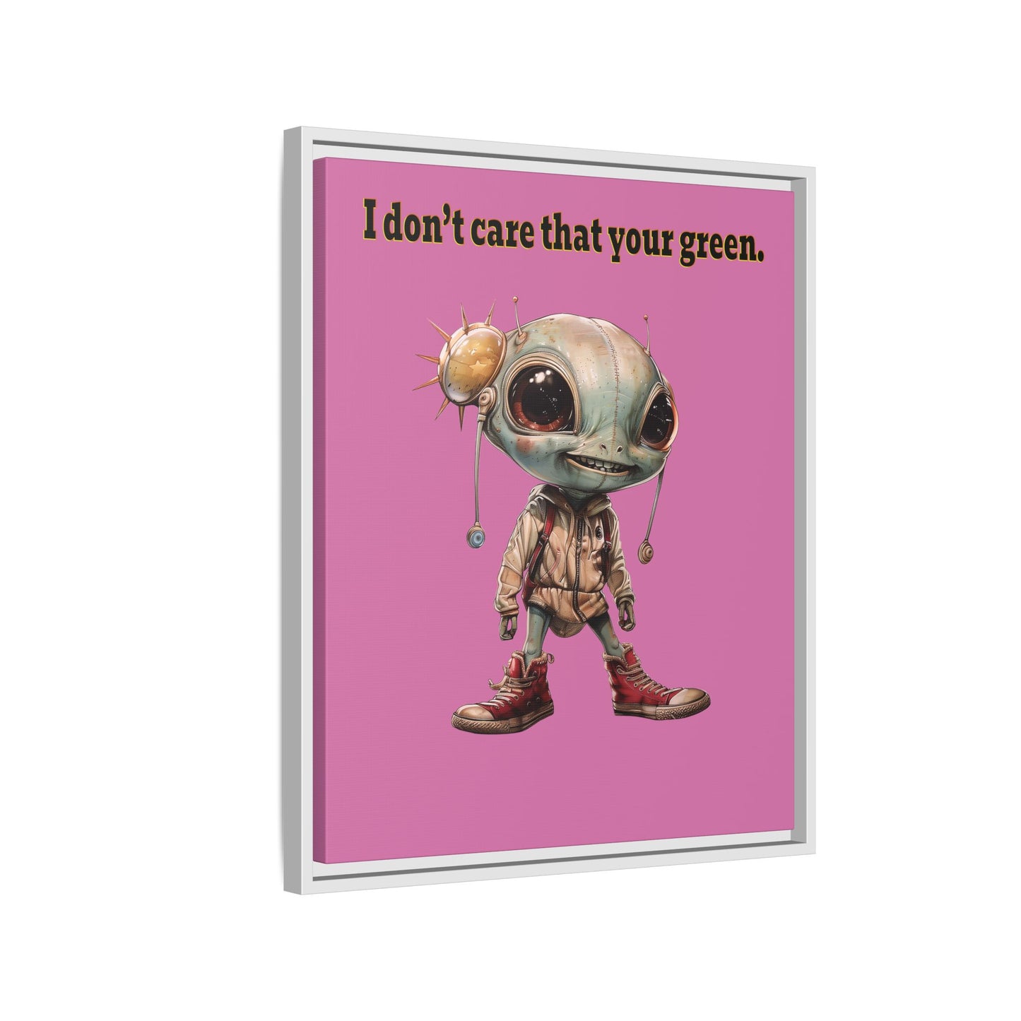 I don't care that your green - framed canvas art (light pink)
