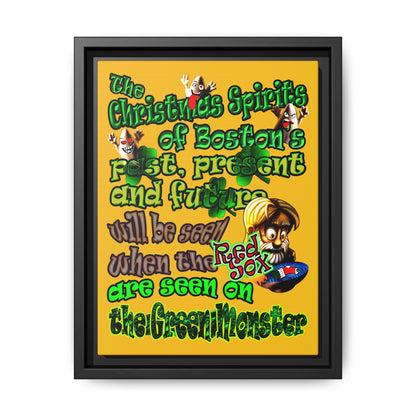 christmas spirits of boston - framed canvas art (yellow)