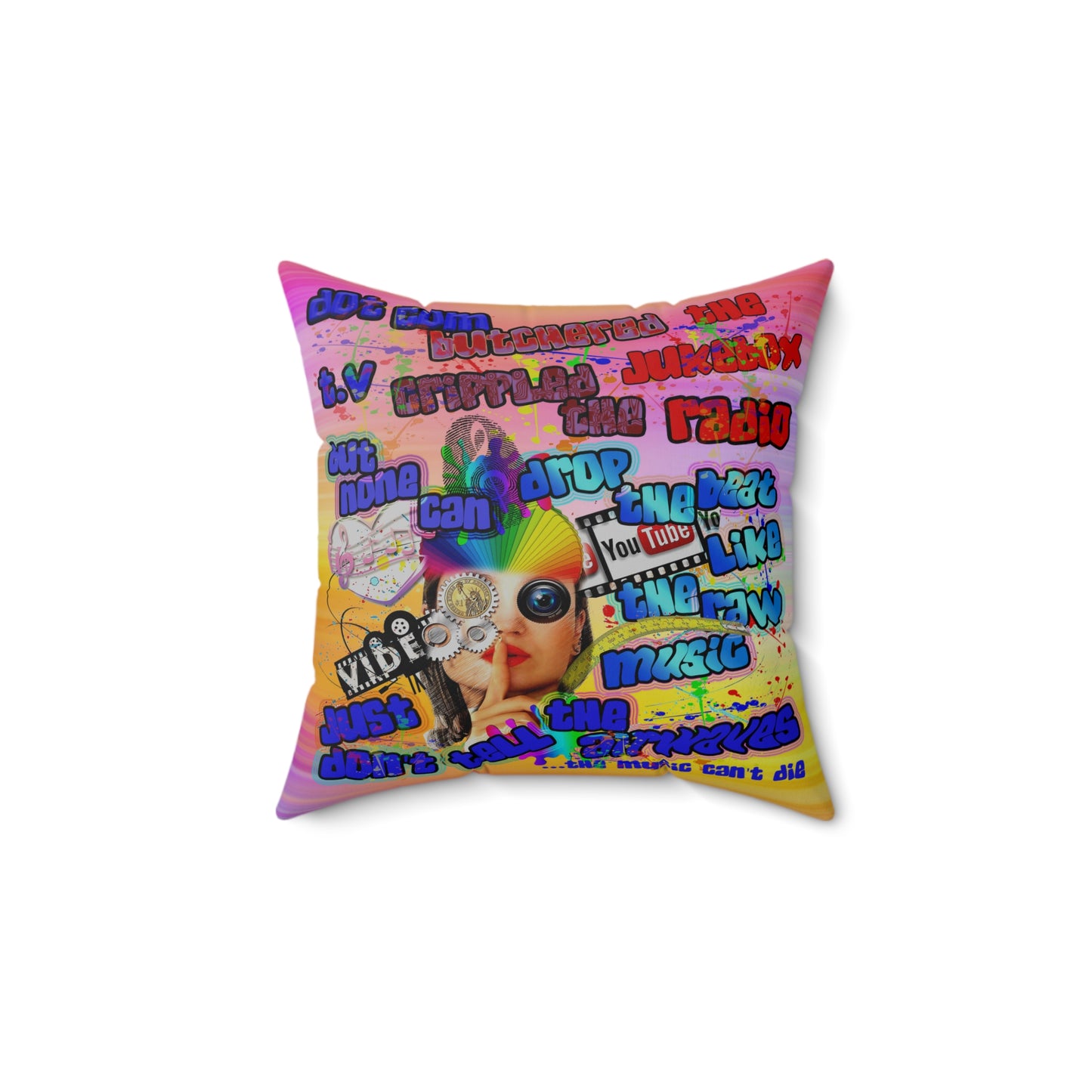 drop the beat - Spun Polyester Square Pillow - (color blur)
