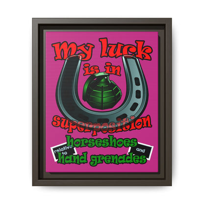 my luck - framed canvas art (pink)