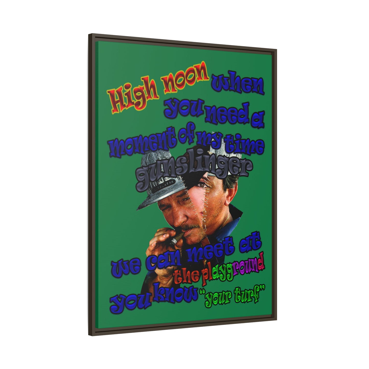 high noon - framed canvas art (dark green)